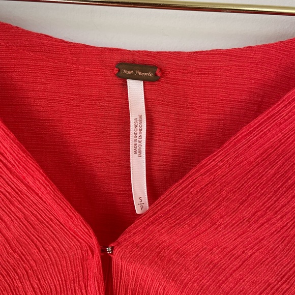 Free People S Red Gauzy Wrap Check On It Blouse Top - Picture 5 of 12